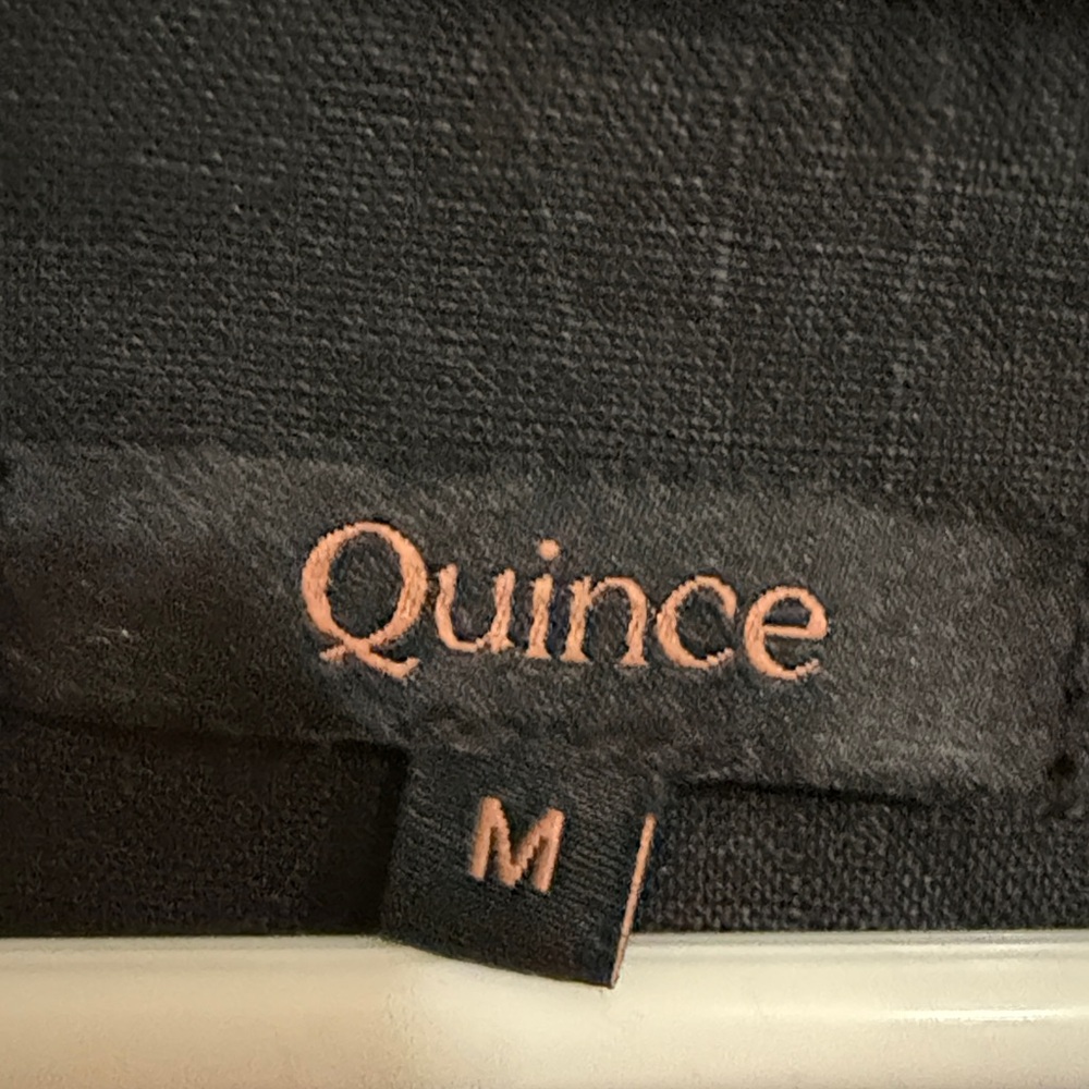 Quince Classic Linen Black Button-Front Women's Dress - Picture 2 of 2